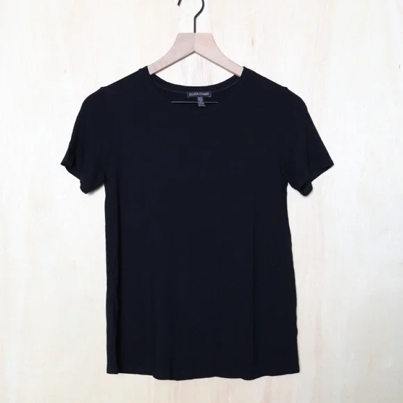 Eileen Fisher Relaxed‎ Crew Neck T-Shirt Black Size XXS - Picture 2 of 4